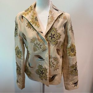 Lafayette 148 multi color tan lined jacket, size 10